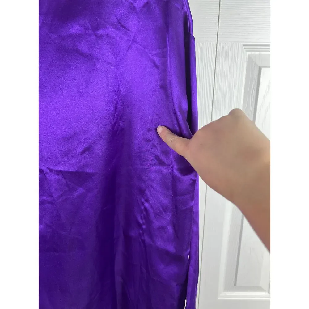 80s Victoria’s Secret Gold Label Purple Satin Pajama Top‎ Small Quilted Collar